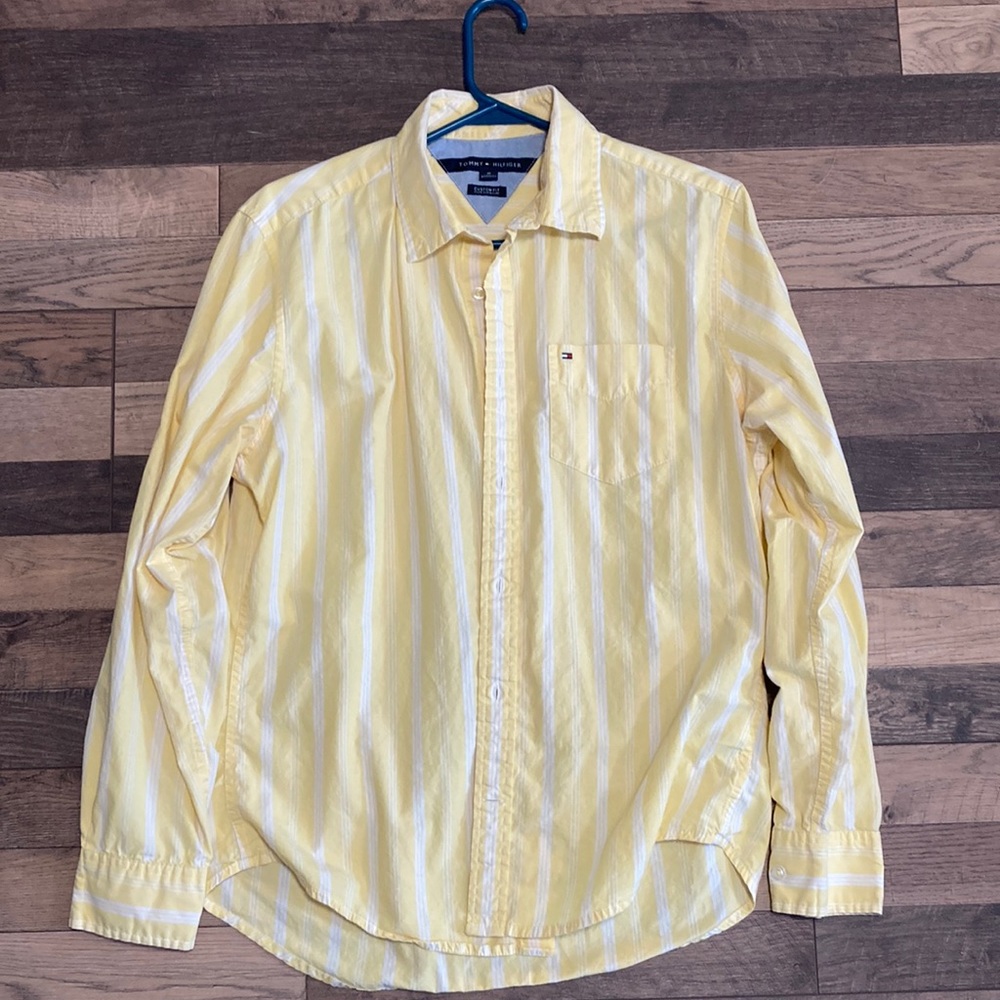 Mens Tommy Hilfiger yellow button up shirt medium